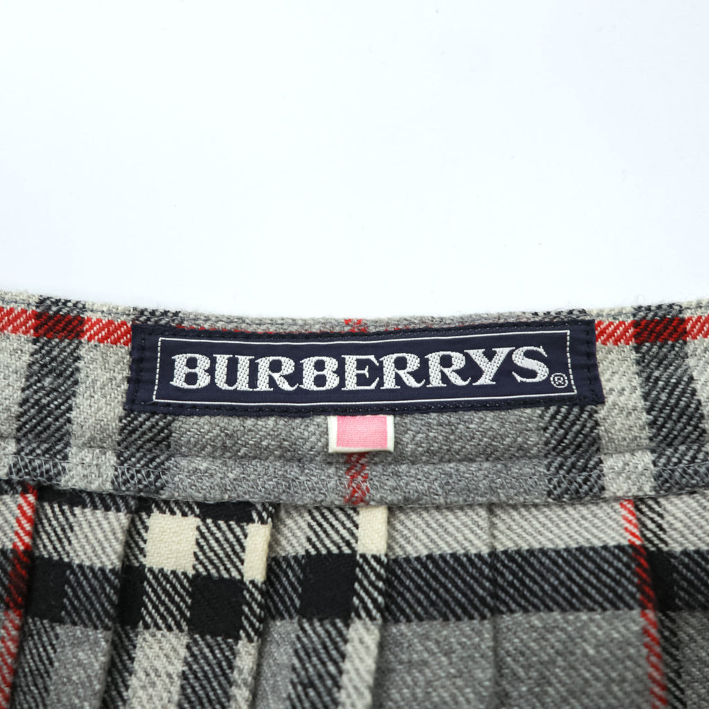 BURBERRY 日本製 90年代 ヴィンテージ ラップ プリーツ スカート M グレー ノバチェック