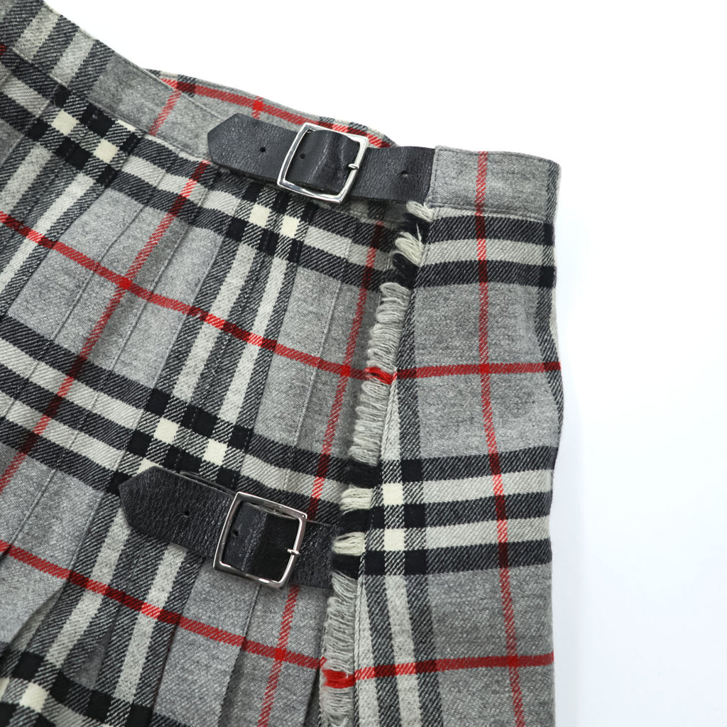 BURBERRY 日本製 90年代 ヴィンテージ ラップ プリーツ スカート M グレー ノバチェック