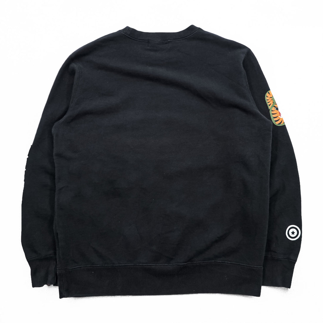 A Bathing Ape BAPE Shark Crewneck Sweatshirt Black WGM Patch Made in Japan Cotton