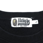 A Bathing Ape BAPE Shark Crewneck Sweatshirt Black WGM Patch Made in Japan Cotton