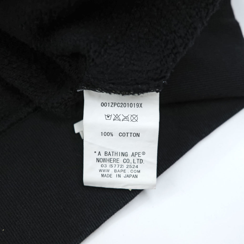 A Bathing Ape BAPE Shark Crewneck Sweatshirt Black WGM Patch Made in Japan Cotton