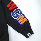 A Bathing Ape BAPE Shark Crewneck Sweatshirt Black WGM Patch Made in Japan Cotton