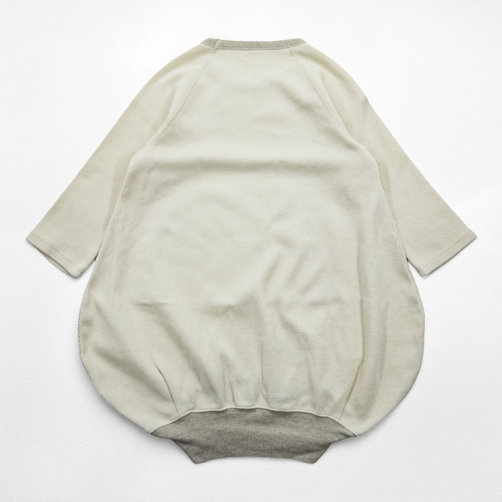 KAPITAL Japan Made Baby Waffle Babel Sweatshirt Thermal Trainer FREE Beige K.P.A.M. 5/8 Sleeve Asymmetrical Balloon Unused K1609LC118
