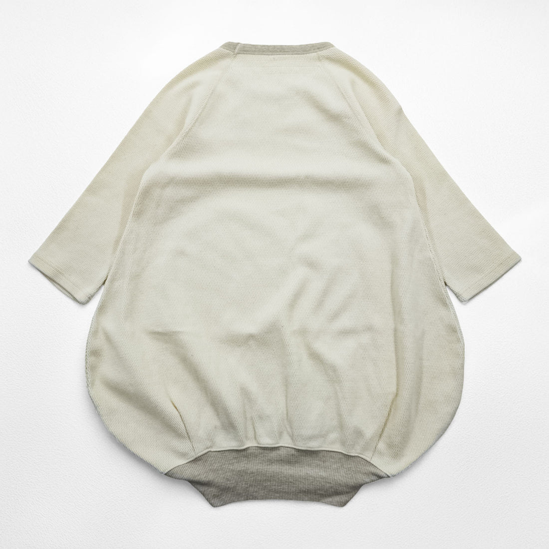 KAPITAL Japan Made Baby Waffle Babel Sweatshirt Thermal Trainer FREE Beige K.P.A.M. 5/8 Sleeve Asymmetrical Balloon Unused K1609LC118