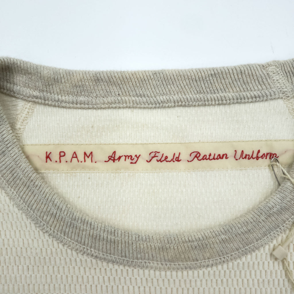 KAPITAL Japan Made Baby Waffle Babel Sweatshirt Thermal Trainer FREE Beige K.P.A.M. 5/8 Sleeve Asymmetrical Balloon Unused K1609LC118