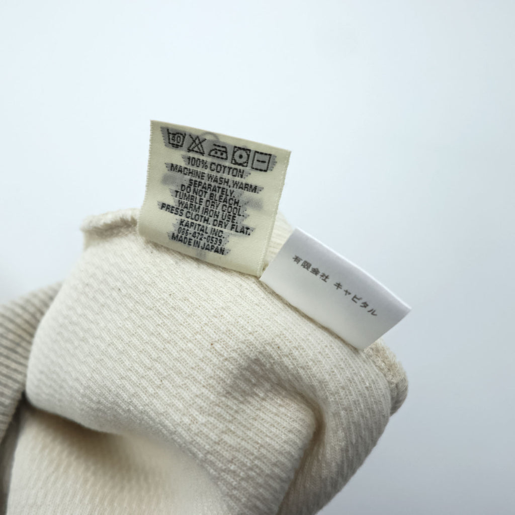 KAPITAL Japan Made Baby Waffle Babel Sweatshirt Thermal Trainer FREE Beige K.P.A.M. 5/8 Sleeve Asymmetrical Balloon Unused K1609LC118