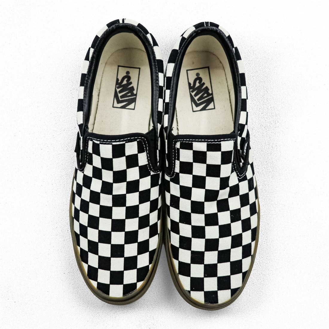 VANS チェッカー スリッポン CHECKER SLIP ON スニーカー 26.5cm ブラック ホワイト フラッグチェック ガムソール キャンバス V98CL