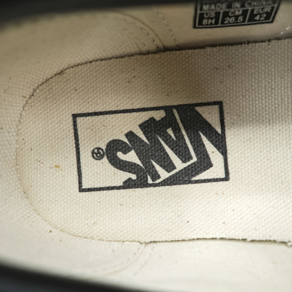 VANS チェッカー スリッポン CHECKER SLIP ON スニーカー 26.5cm ブラック ホワイト フラッグチェック ガムソール キャンバス V98CL