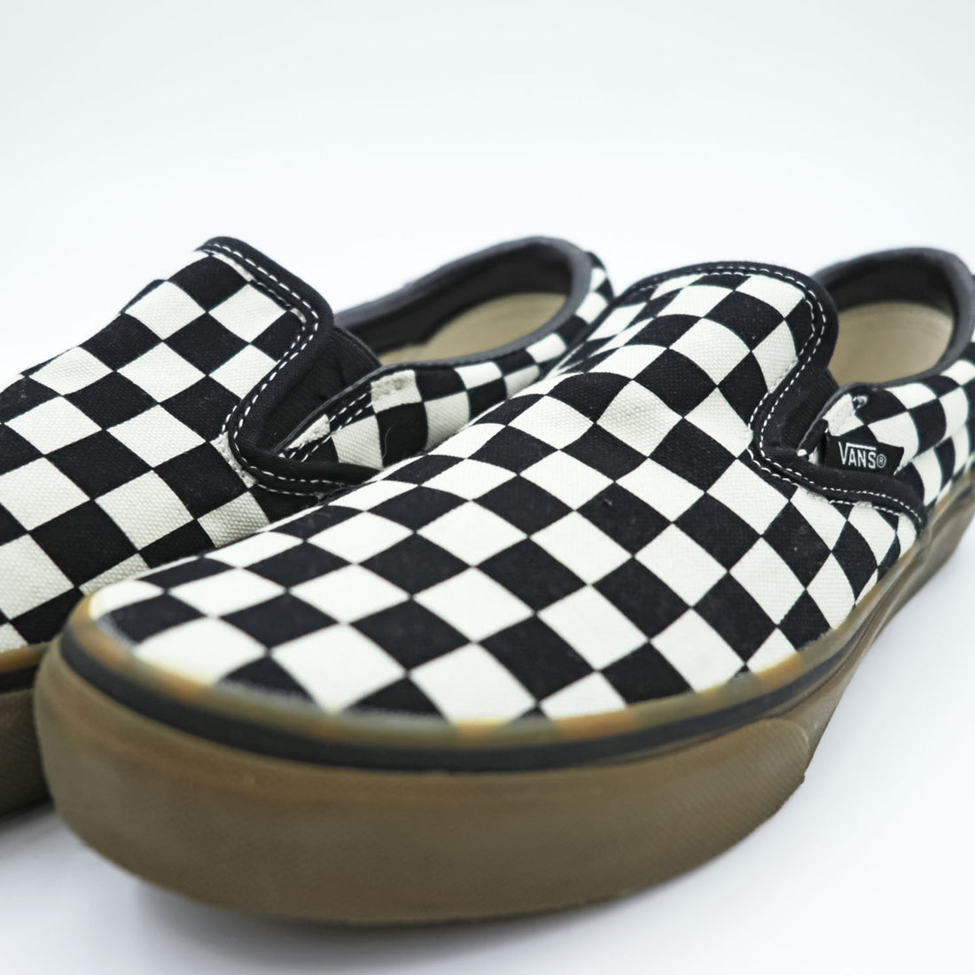 VANS チェッカー スリッポン CHECKER SLIP ON スニーカー 26.5cm ブラック ホワイト フラッグチェック ガムソール キャンバス V98CL