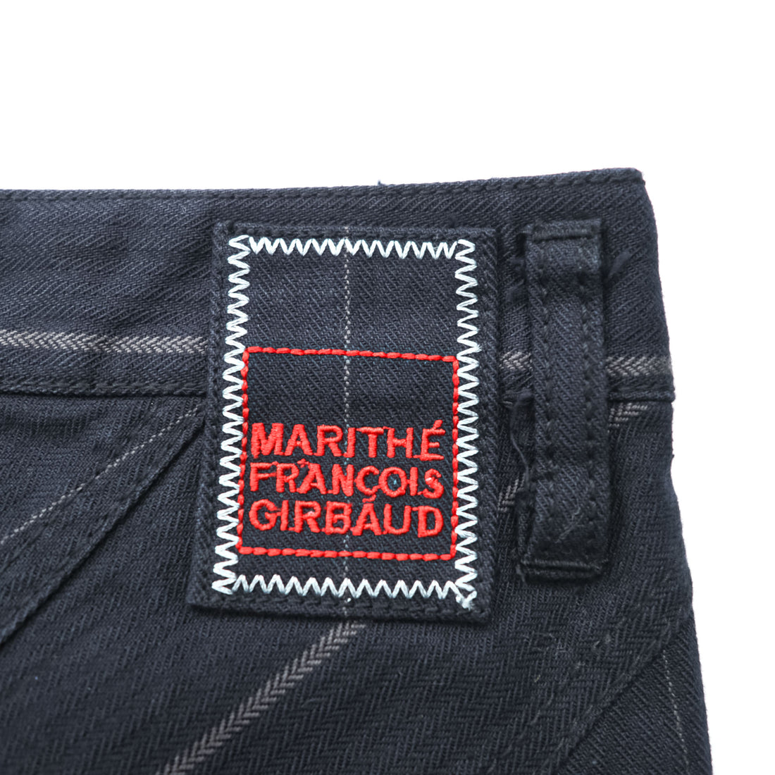 MARITHE + FRANCOIS GIRBAUD 90年代 ヴィンテージ ロング スカート L ブラック 変形 フロント ダブルジップ 刺繍 フレア マーメイド
