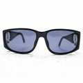CHANEL CC Logo Sunglasses Black Square Frame Blue Tinted Lenses Silver Hardware Vintage
