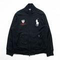 Polo Ralph Lauren 90s Vintage Track Jacket, Jersey, Size L, Black, Double Zip, Big Pony, JAPAN