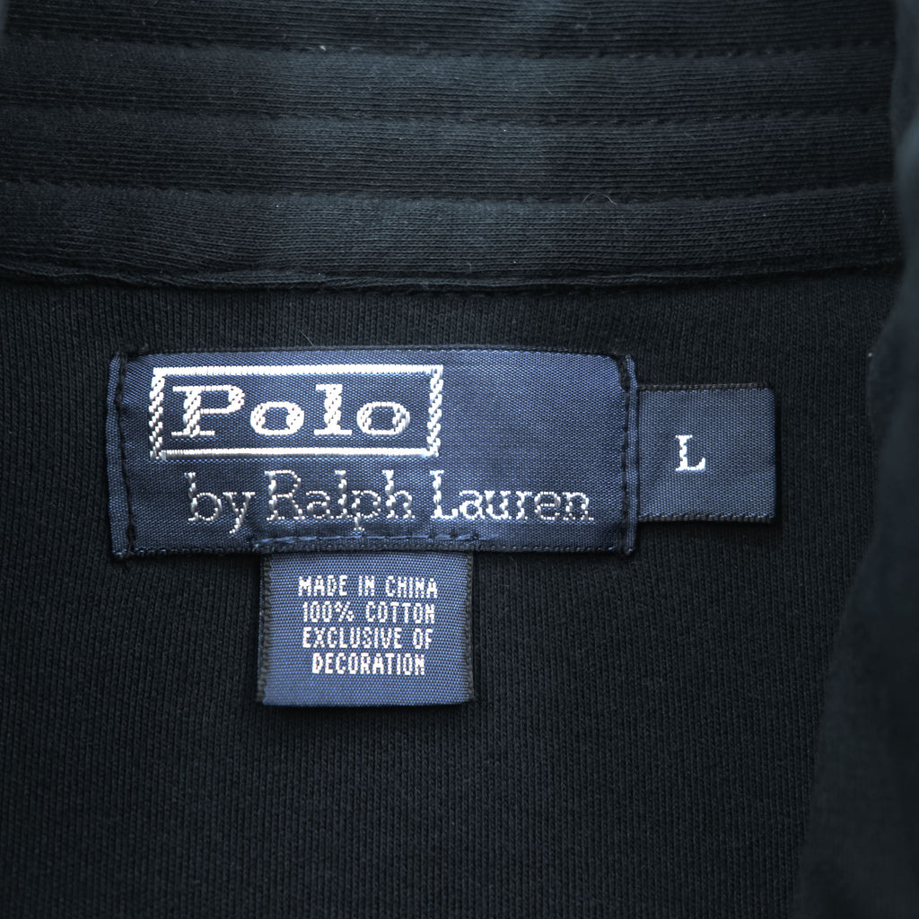 Polo Ralph Lauren 90s Vintage Track Jacket, Jersey, Size L, Black, Double Zip, Big Pony, JAPAN