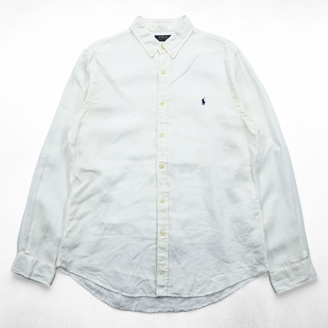 Polo Ralph Lauren リネン 長袖シャツ XL ホワイト 麻100% ボタンダウン SLIM FIT スモールポニー ロゴ 刺繍
