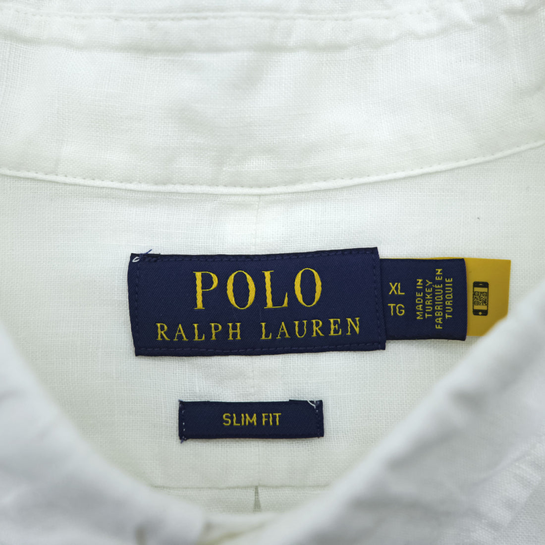 Polo Ralph Lauren リネン 長袖シャツ XL ホワイト 麻100% ボタンダウン SLIM FIT スモールポニー ロゴ 刺繍