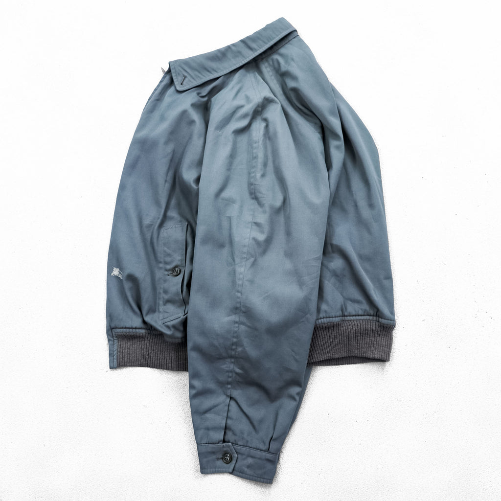Vintage 90s Burberrys Harrington Jacket Blue Gray Nova Check Lined Zip Blouson Made in Spain Size 44