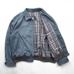 Vintage 90s Burberrys Harrington Jacket Blue Gray Nova Check Lined Zip Blouson Made in Spain Size 44