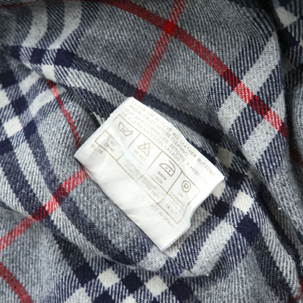 Vintage 90s Burberrys Harrington Jacket Blue Gray Nova Check Lined Zip Blouson Made in Spain Size 44