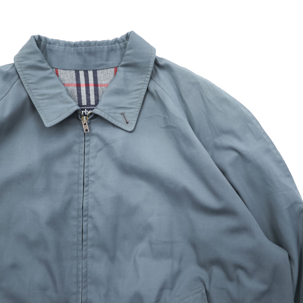 Vintage 90s Burberrys Harrington Jacket Blue Gray Nova Check Lined Zip Blouson Made in Spain Size 44