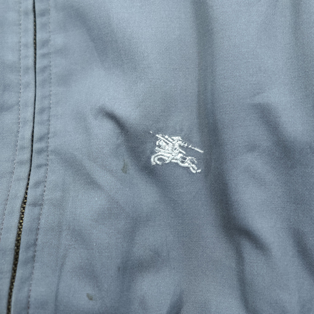 Vintage 90s Burberrys Harrington Jacket Blue Gray Nova Check Lined Zip Blouson Made in Spain Size 44