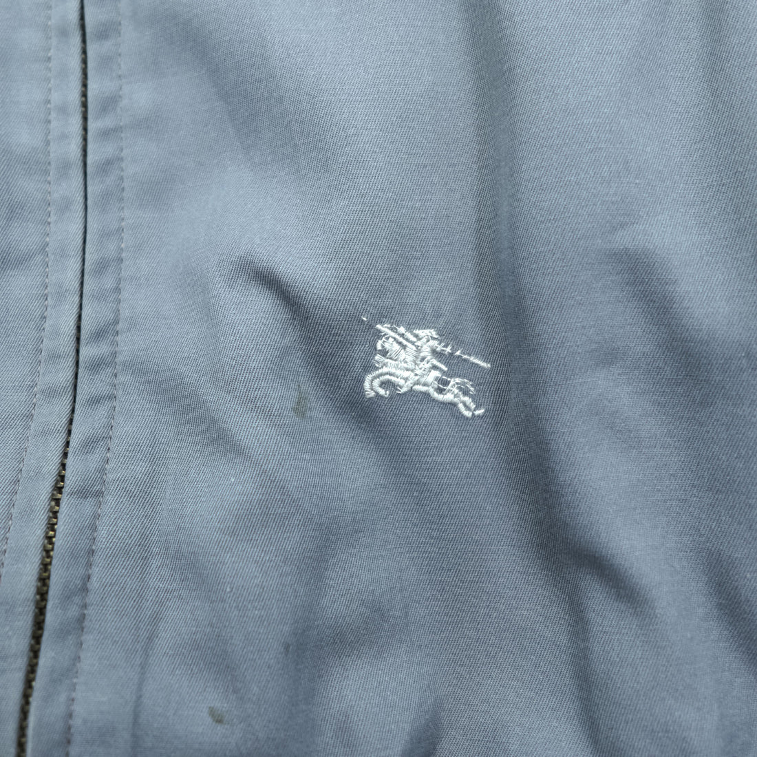 Vintage 90s Burberrys Harrington Jacket Blue Gray Nova Check Lined Zip Blouson Made in Spain Size 44