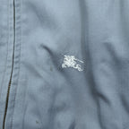 Vintage 90s Burberrys Harrington Jacket Blue Gray Nova Check Lined Zip Blouson Made in Spain Size 44