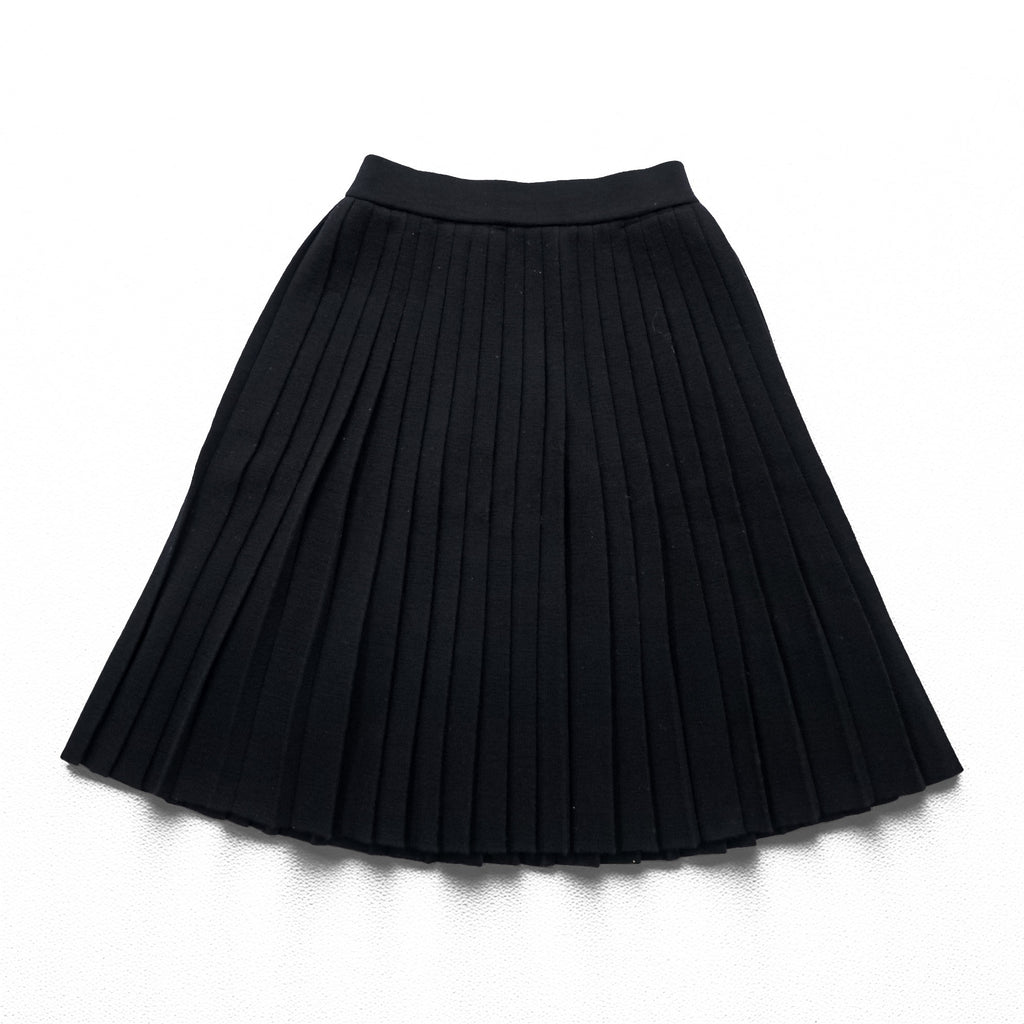 YVES SAINT LAURENT 90年代 ヴィンテージ 日本製 プリーツ ニット スカート M ブラック ウール 膝下丈