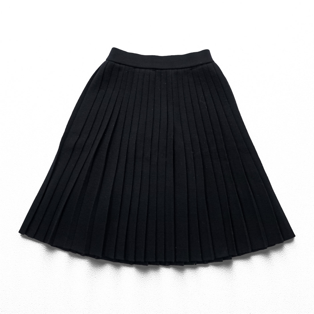 YVES SAINT LAURENT 90年代 ヴィンテージ 日本製 プリーツ ニット スカート M ブラック ウール 膝下丈