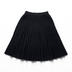 YVES SAINT LAURENT 90年代 ヴィンテージ 日本製 プリーツ ニット スカート M ブラック ウール 膝下丈