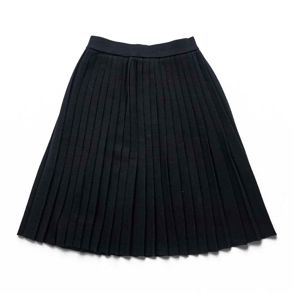 YVES SAINT LAURENT 90年代 ヴィンテージ 日本製 プリーツ ニット スカート M ブラック ウール 膝下丈