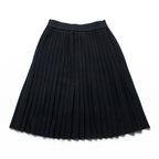 YVES SAINT LAURENT 90年代 ヴィンテージ 日本製 プリーツ ニット スカート M ブラック ウール 膝下丈