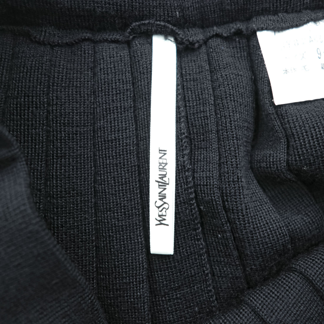 YVES SAINT LAURENT 90年代 ヴィンテージ 日本製 プリーツ ニット スカート M ブラック ウール 膝下丈