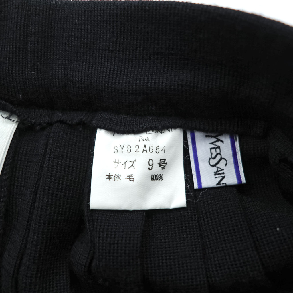 YVES SAINT LAURENT 90年代 ヴィンテージ 日本製 プリーツ ニット スカート M ブラック ウール 膝下丈