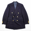 Polo Ralph Lauren 90s Vintage, Made in Japan, Peaked Lapel, Double-Breasted, Tailored Jacket, Blazer, Navy, Size M, Navy Gabardine, Gold Buttons