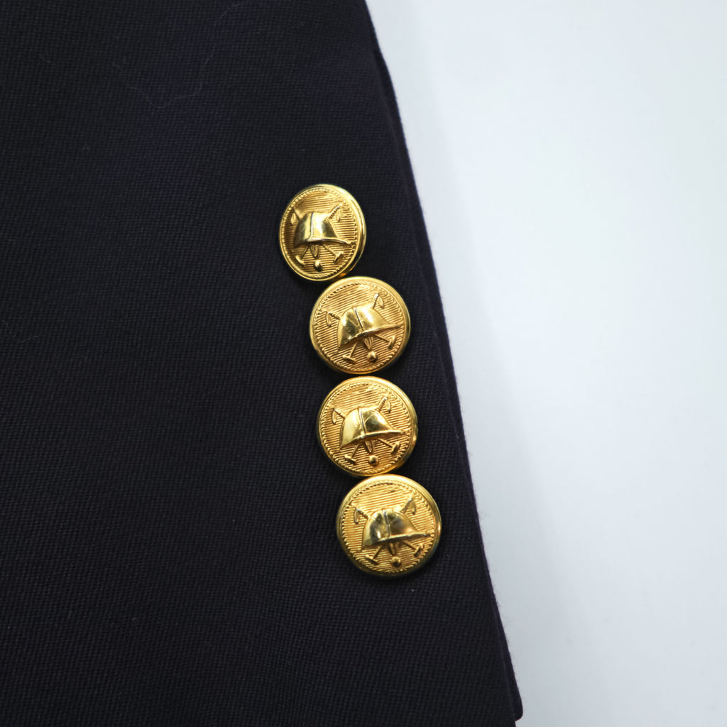 Polo Ralph Lauren 90s Vintage, Made in Japan, Peaked Lapel, Double-Breasted, Tailored Jacket, Blazer, Navy, Size M, Navy Gabardine, Gold Buttons