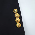 Polo Ralph Lauren 90s Vintage, Made in Japan, Peaked Lapel, Double-Breasted, Tailored Jacket, Blazer, Navy, Size M, Navy Gabardine, Gold Buttons