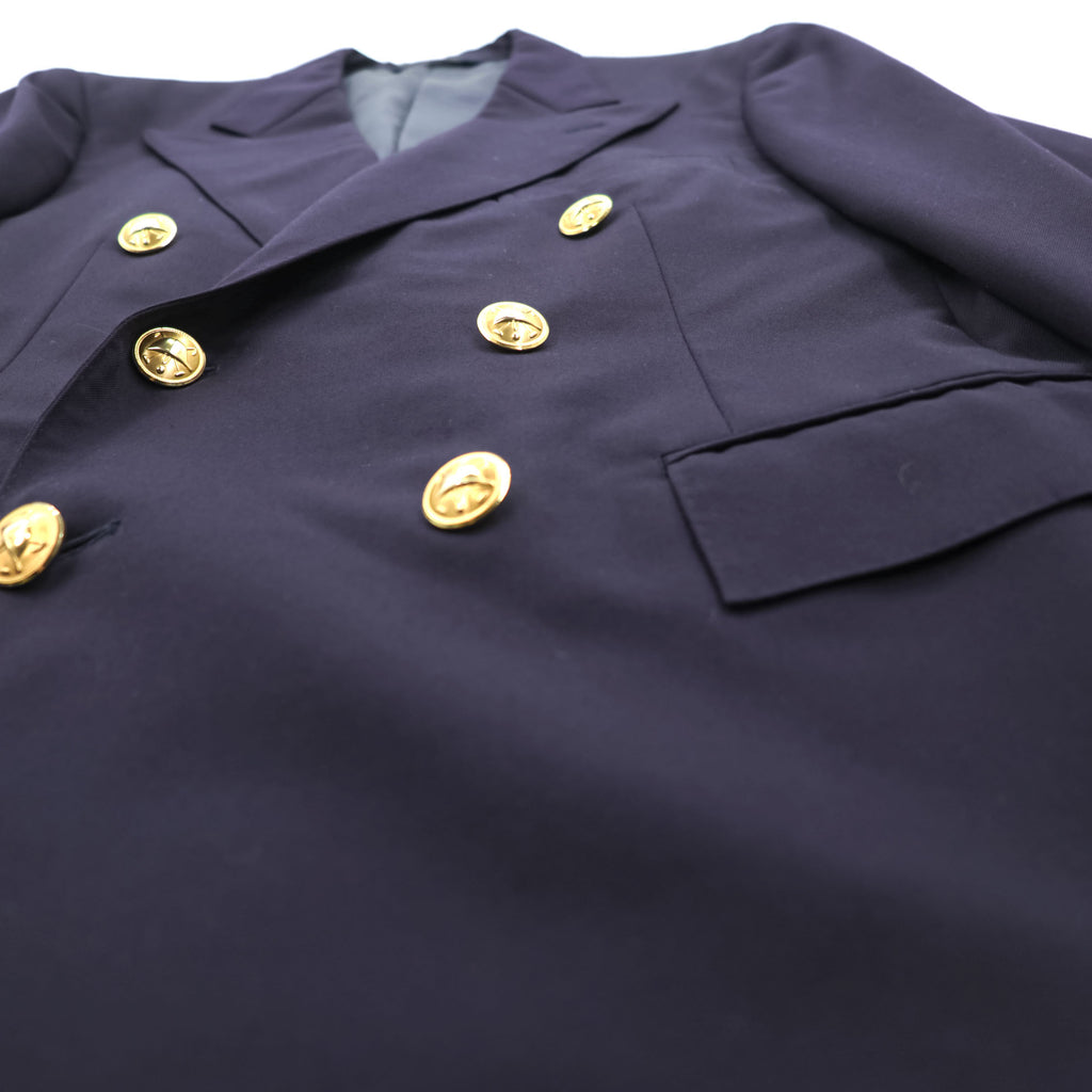Polo Ralph Lauren 90s Vintage, Made in Japan, Peaked Lapel, Double-Breasted, Tailored Jacket, Blazer, Navy, Size M, Navy Gabardine, Gold Buttons