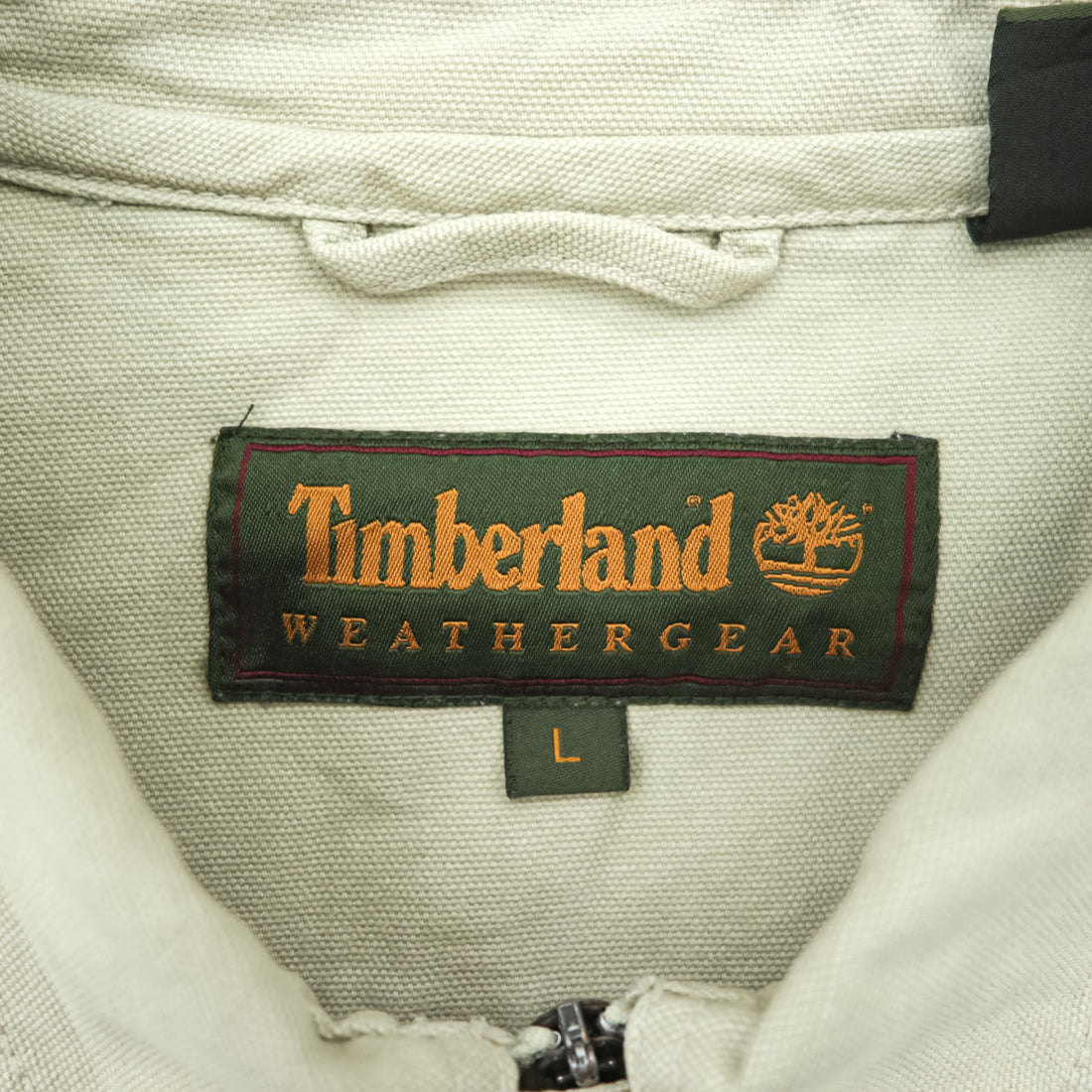Timberland 00年代 ヴィンテージ ダック カバーオール ハンティングジャケット L ベージュ キャンバス 比翼 ジップアップ WEATHER GEAR 5270