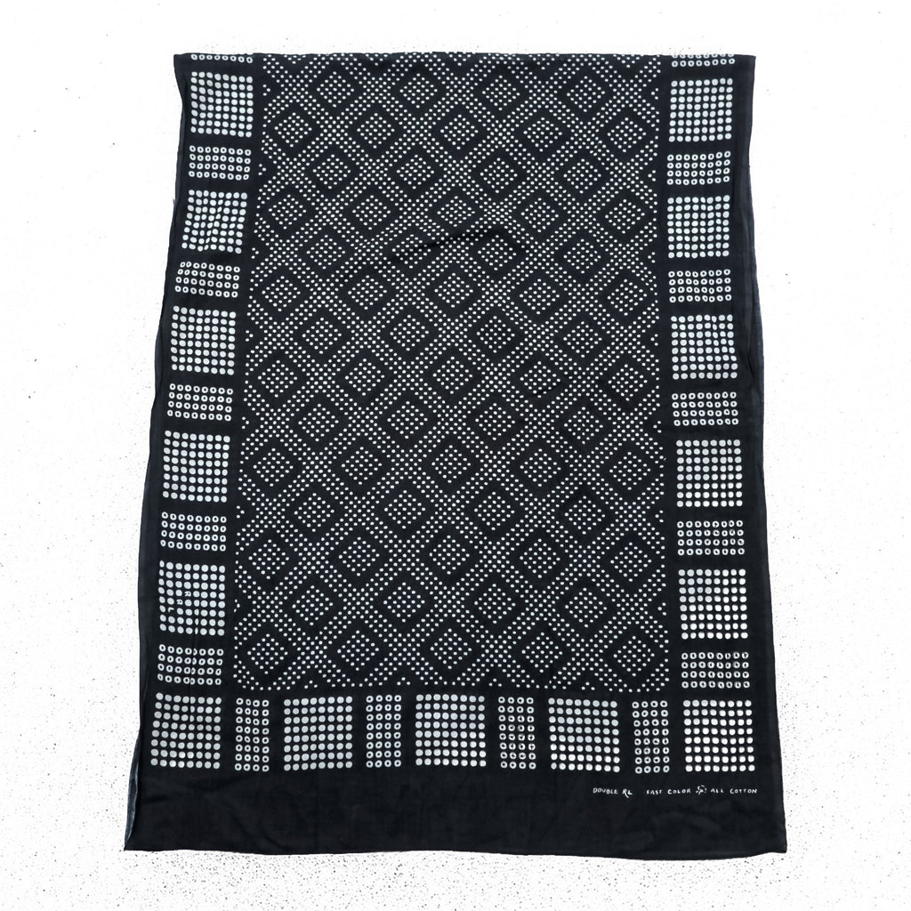 RRL Double RL Cotton Scarf Black White Geometric Dot Print Bandana Style Ralph Lauren Made in India