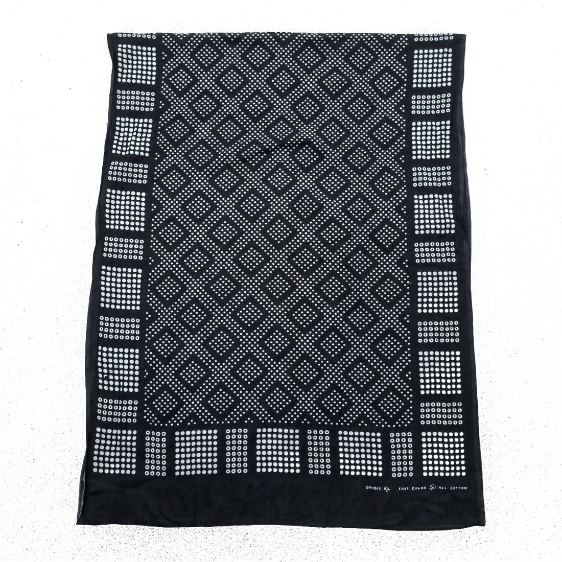 RRL Double RL Cotton Scarf Black White Geometric Dot Print Bandana Style Ralph Lauren Made in India