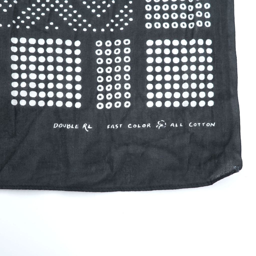 RRL Double RL Cotton Scarf Black White Geometric Dot Print Bandana Style Ralph Lauren Made in India