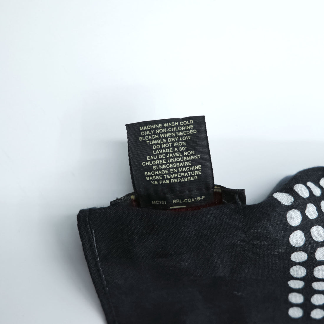 RRL Double RL Cotton Scarf Black White Geometric Dot Print Bandana Style Ralph Lauren Made in India