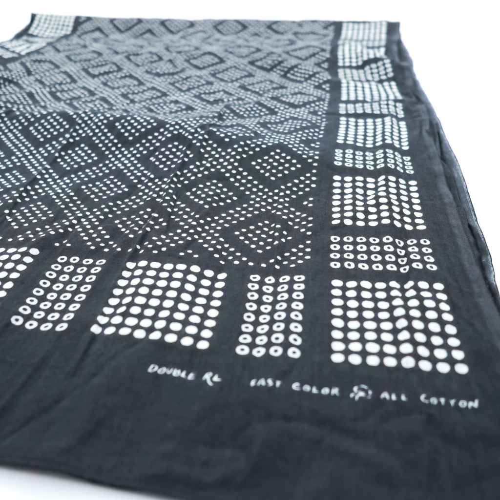 RRL Double RL Cotton Scarf Black White Geometric Dot Print Bandana Style Ralph Lauren Made in India