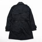BURBERRY LONDON 英国製 ダブルブレスト トレンチコート S ブラック ベルト付 エポレット 裏地ノバチェック イングランド製
