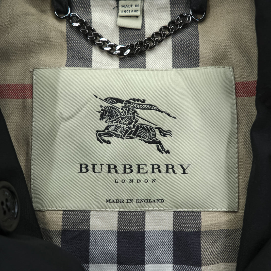BURBERRY LONDON 英国製 ダブルブレスト トレンチコート S ブラック ベルト付 エポレット 裏地ノバチェック イングランド製