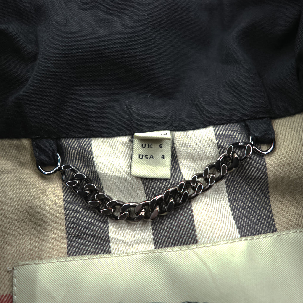 BURBERRY LONDON 英国製 ダブルブレスト トレンチコート S ブラック ベルト付 エポレット 裏地ノバチェック イングランド製