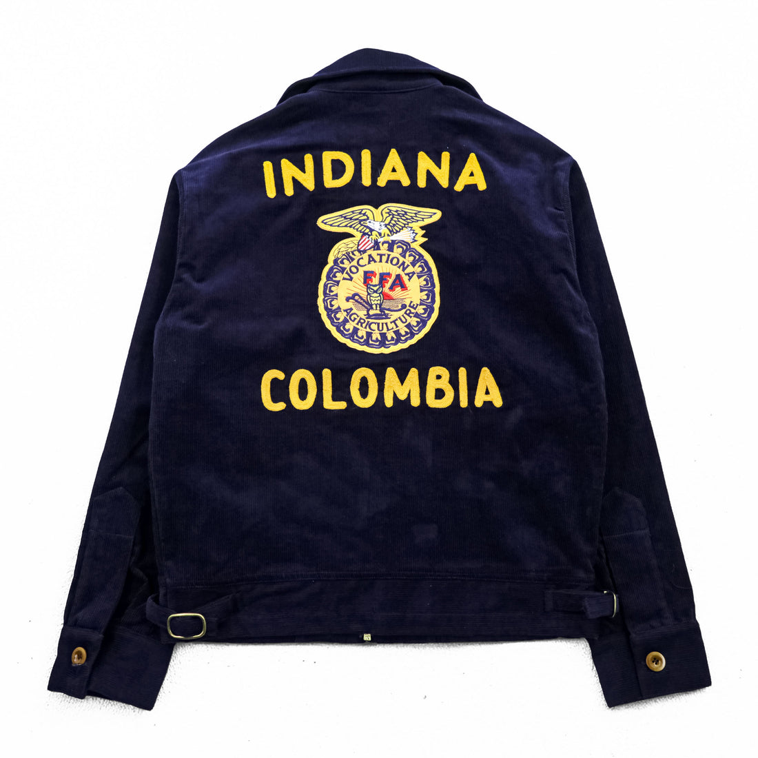 FFA コーデュロイ ワークジャケット ネイビー INDIANA COLOMBIA チェーン刺繍 ジップアップ TALONジップ