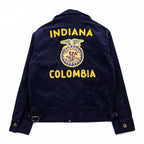 FFA コーデュロイ ワークジャケット ネイビー INDIANA COLOMBIA チェーン刺繍 ジップアップ TALONジップ