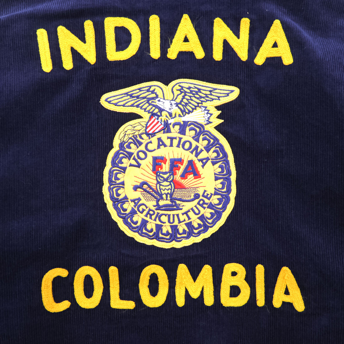 FFA コーデュロイ ワークジャケット ネイビー INDIANA COLOMBIA チェーン刺繍 ジップアップ TALONジップ
