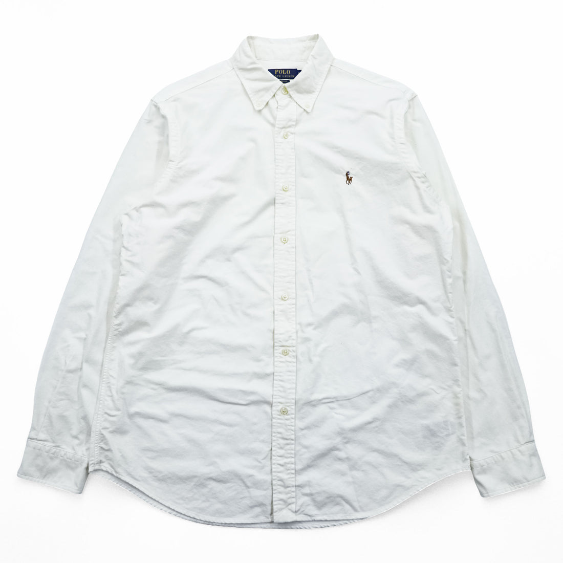 Polo Ralph Lauren クラシックフィット 長袖 ボタンダウンシャツ L ホワイト オックスフォード スモールポニー ロゴ 刺繍